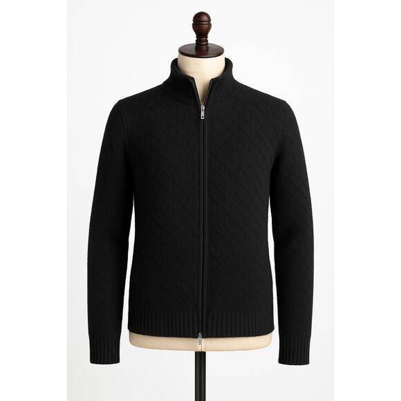 Marchbrae Women’s Black Full Zip 100% Pure New Wool Sweater s/M Made in Scotland - Picture 1 of 7